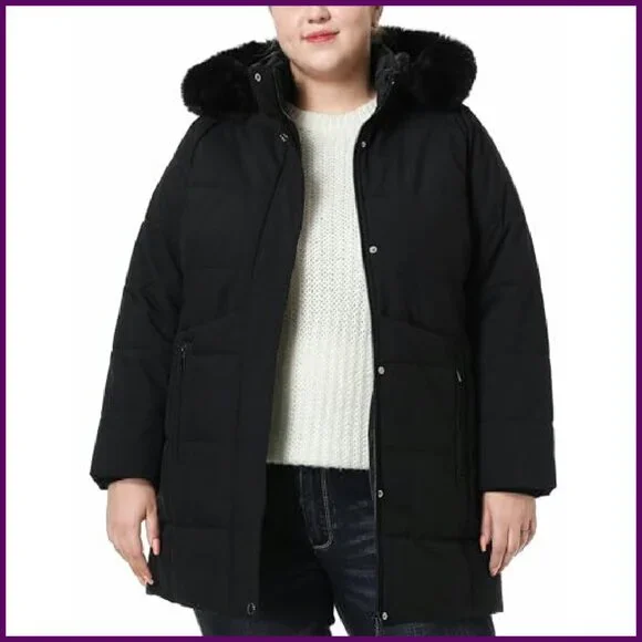 Plus Size Winter Parka Waterproof Down Coat Detachable Hood Warm